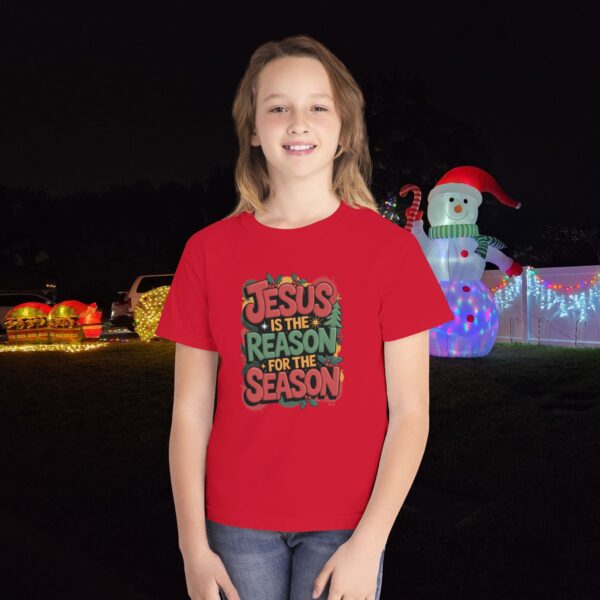 Model of The Reason for the Season Kids Christian T-Shirt 28