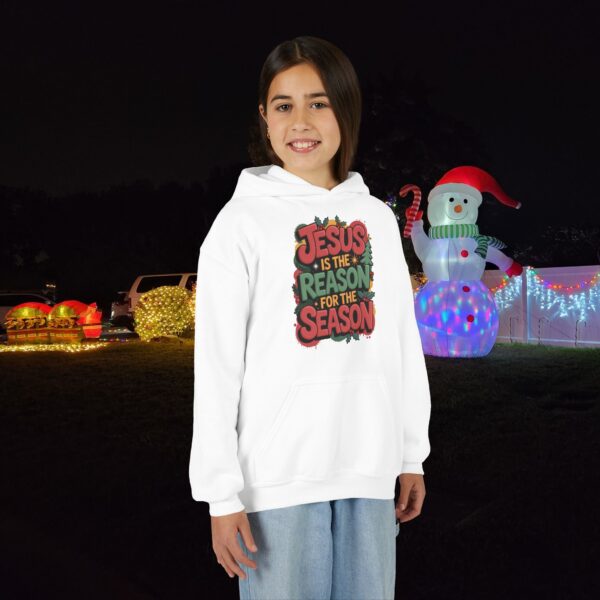 Model of The Reason for the Season Kids Christian Hoodie 14