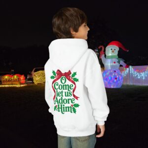 O Come Let Us Adore Him Christian Kids Hoodie - Image 2