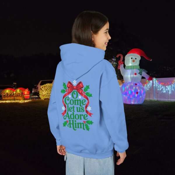 Model of O Come Let Us Adore Him Christian Kids Hoodie 30