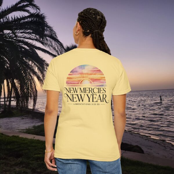 Model of New Mercies New Year Christian Sunrise T-Shirt 7