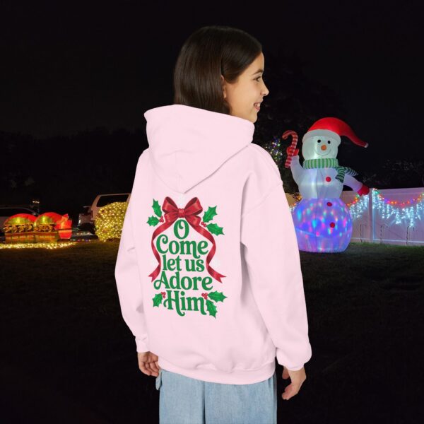 Model of O Come Let Us Adore Him Christian Kids Hoodie 59