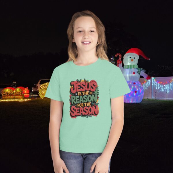 Model of The Reason for the Season Kids Christian T-Shirt 8
