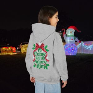 O Come Let Us Adore Him Christian Kids Hoodie - Image 11
