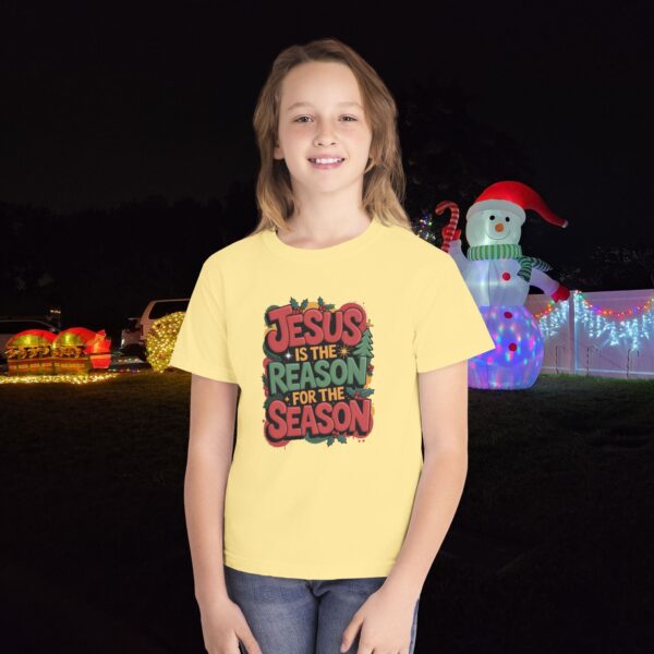 Model of The Reason for the Season Kids Christian T-Shirt 4