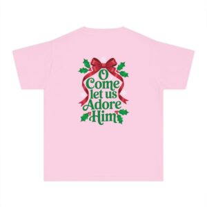 O Come Let Us Adore Him Christian Kids T-Shirt - Image 3