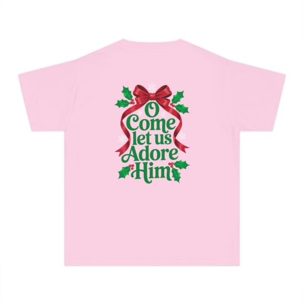 Model of O Come Let Us Adore Him Christian Kids T-Shirt 4