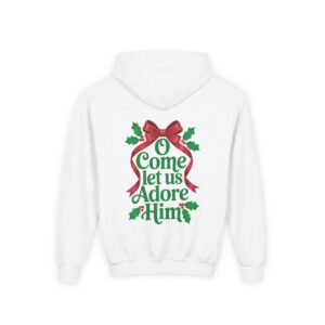 O Come Let Us Adore Him Christian Kids Hoodie - Image 4