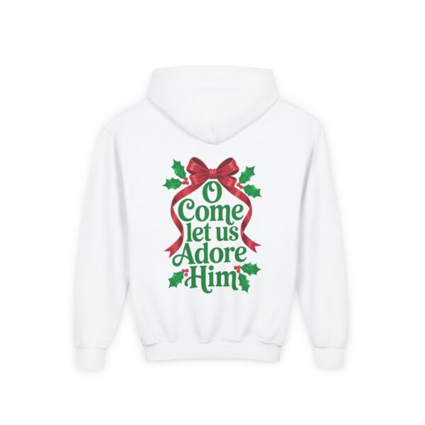 Model of O Come Let Us Adore Him Christian Kids Hoodie 6
