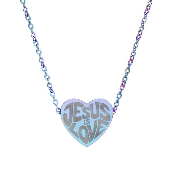 Model of Jesus is Love Engraved Heart Necklace 5