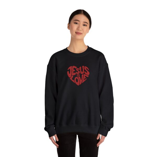 Model of Jesus is Love Embroidered Sweatshirt 13
