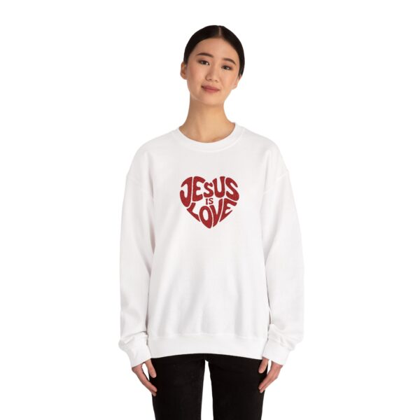 Model of Jesus is Love Embroidered Sweatshirt 8