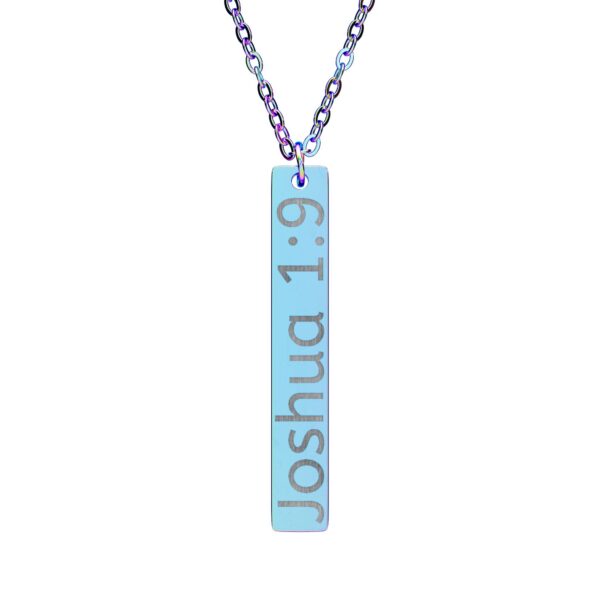 Model of Personalized Engraved Vertical Bar Necklace - Personalized Verse 8