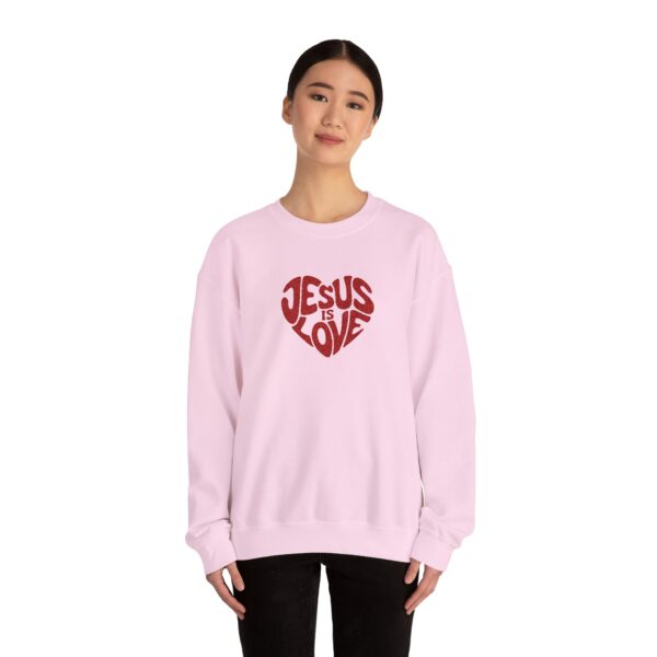 Model of Jesus is Love Embroidered Sweatshirt 3