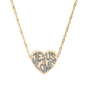 Jesus is Love heart necklace