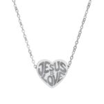 Model of Jesus is Love Engraved Heart Necklace 64