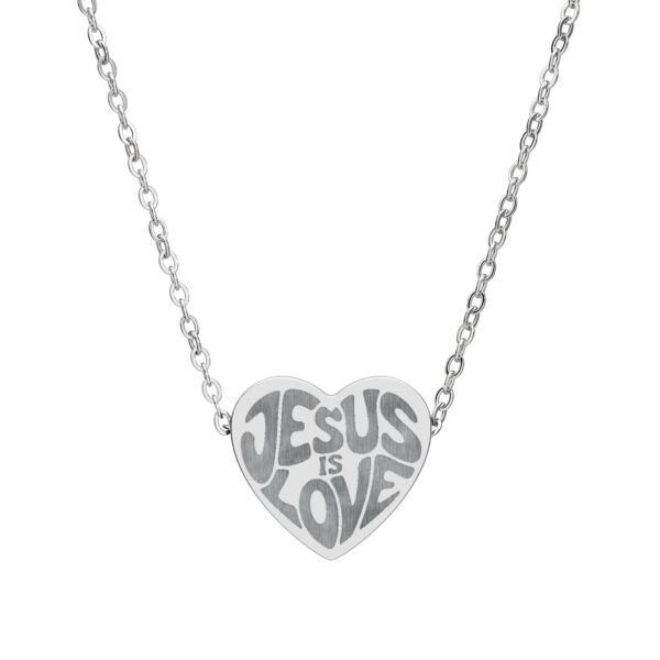Model of Jesus is Love Engraved Heart Necklace 1