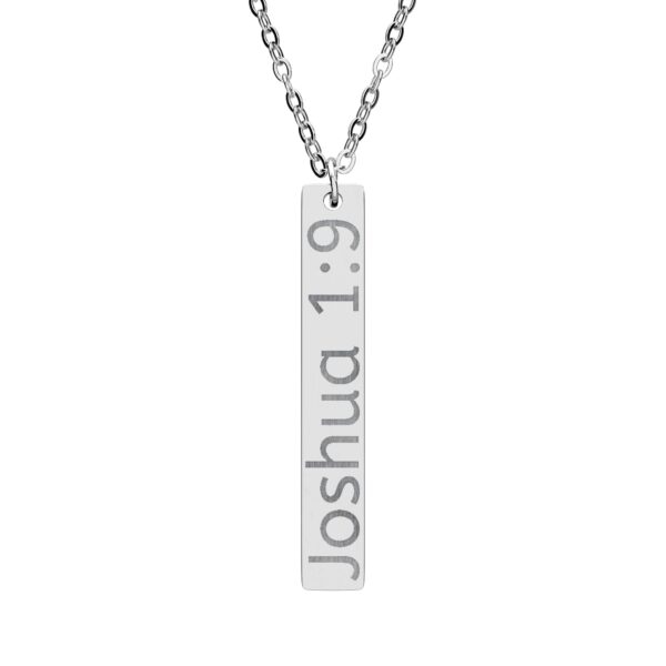 Model of Personalized Engraved Vertical Bar Necklace - Personalized Verse 12