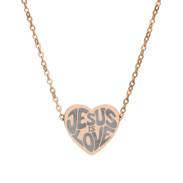 Model of Jesus is Love Engraved Heart Necklace 2