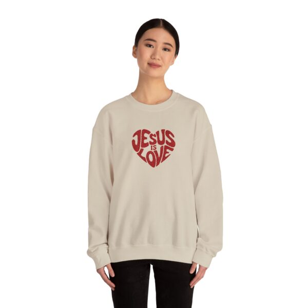 Model of Jesus is Love Embroidered Sweatshirt 18