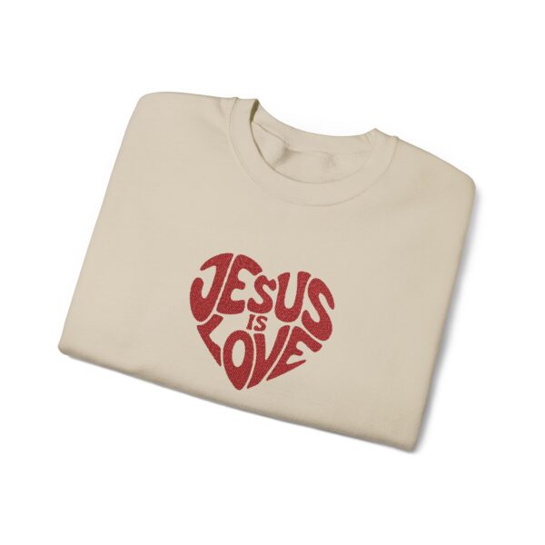 Model of Jesus is Love Embroidered Sweatshirt 16