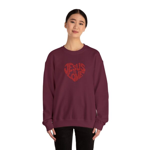 Model of Jesus is Love Embroidered Sweatshirt 23