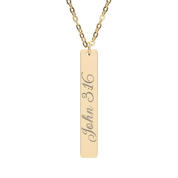 Model of Personalized Engraved Vertical Bar Necklace - Personalized Verse 2