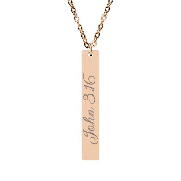 Model of Personalized Engraved Vertical Bar Necklace - Personalized Verse 6