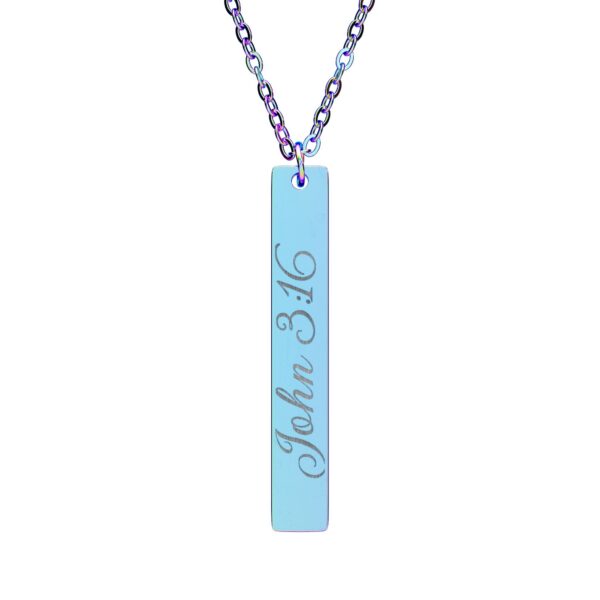 Model of Personalized Engraved Vertical Bar Necklace - Personalized Verse 10
