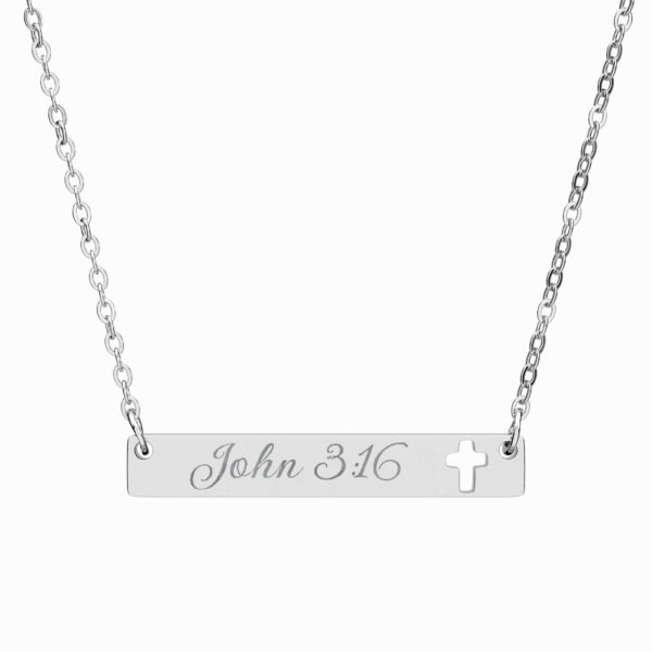 Model of Personalized Engraved Crossbar Necklace - Personalized Scripture 10