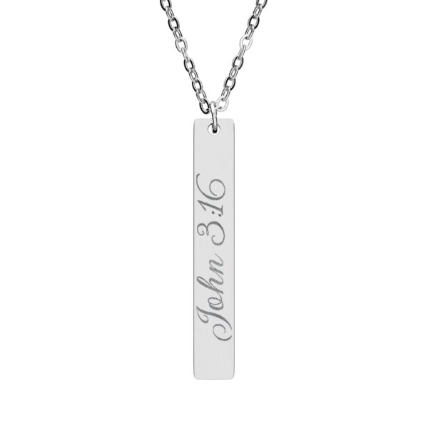 Model of Personalized Engraved Vertical Bar Necklace - Personalized Verse 14
