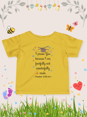 Yellow Psalm 139:14 infant tee.