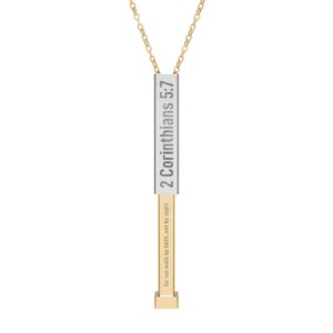 Christian Sliding Bar Necklace - 2 Corinthians 5:7 - Hidden Scripture Jewelry - Gold & Stainless Steel Faith Necklace - Image 4