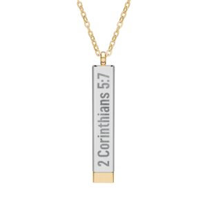 Christian Sliding Bar Necklace - 2 Corinthians 5:7 - Hidden Scripture Jewelry - Gold & Stainless Steel Faith Necklace - Image 3