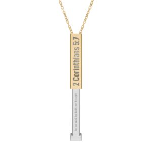 Christian Sliding Bar Necklace - 2 Corinthians 5:7 - Hidden Scripture Jewelry - Gold & Stainless Steel Faith Necklace - Image 2