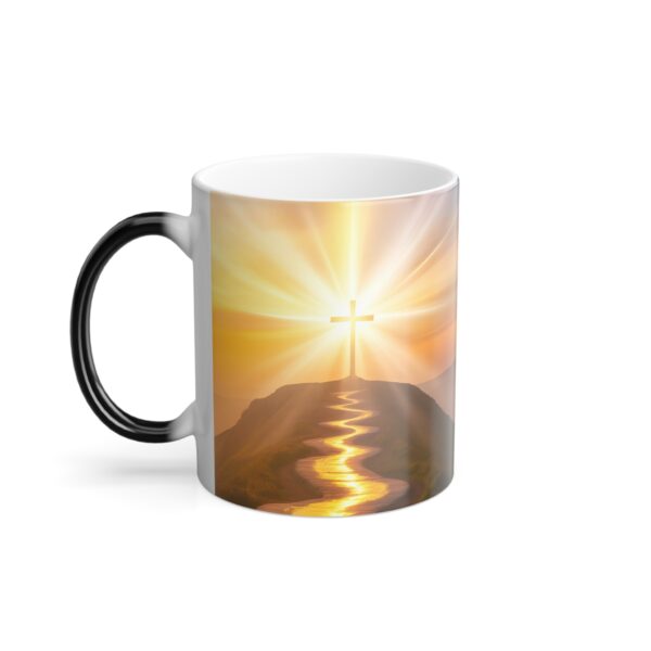 Model of Christian Color Changing Mug - Walk by Faith 2 Corinthians 5:7 – Sunrise Cross Coffee Cup – Inspirational Christian Gift 2