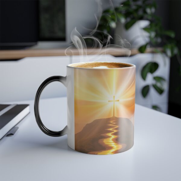 Model of Christian Color Changing Mug - Walk by Faith 2 Corinthians 5:7 – Sunrise Cross Coffee Cup – Inspirational Christian Gift 6