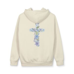 Rooted in Love Christian Hoodie - Deeply Loved Lavender Flower Cross Sweatshirt - Image 1