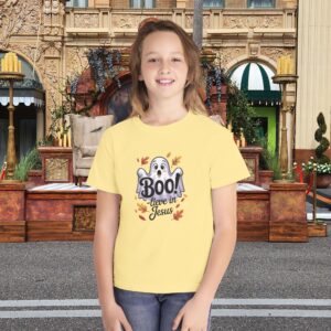 Boo-lieve in Jesus Kids Tee – Fall Christian Shirt Sizes XS to XL 23 Boo-lieve in Jesus Kids Tee – Fall Christian Shirt Sizes XS to XL - Image 2