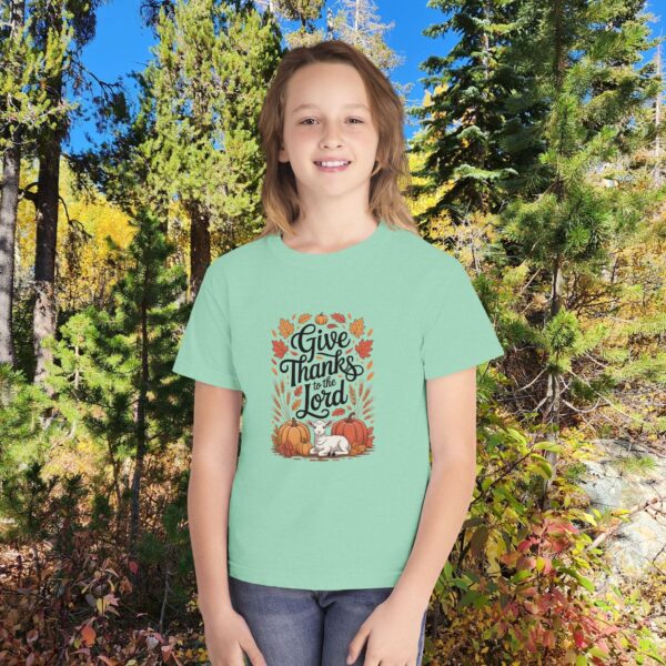 Model of Give Thanks to the Lord Kids Christian T-Shirt 4