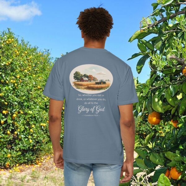 Model of Christian Farmer T-Shirt 1 Corinthians 10:31 - Do All to the Glory of God 8
