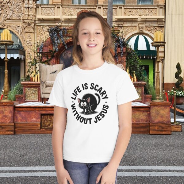 Kids Life is Scary Without Jesus Christian Shirt 5 Model of Kids Life is Scary Without Jesus Christian Shirt 4