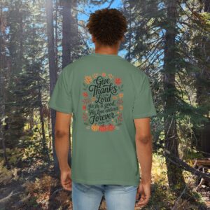Give Thanks to the Lord Fall Christian T-Shirt - Psalm 136:1 - Image 6