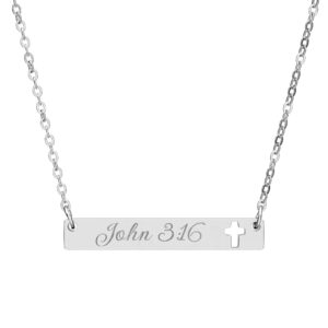 Engraved Cross Bar Necklace - Personalized Scripture - Image 6