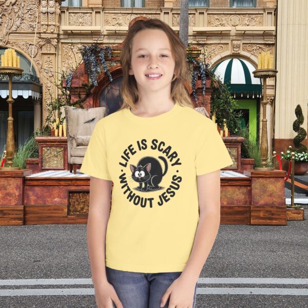 Kids Life is Scary Without Jesus Christian Shirt 13 Model of Kids Life is Scary Without Jesus Christian Shirt 12