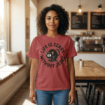 Model of Life Is Scary Without Jesus Christian T-Shirt - Scared Black Cat Tee 111