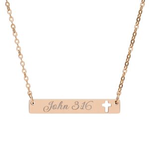 Engraved Cross Bar Necklace - Personalized Scripture - Image 5