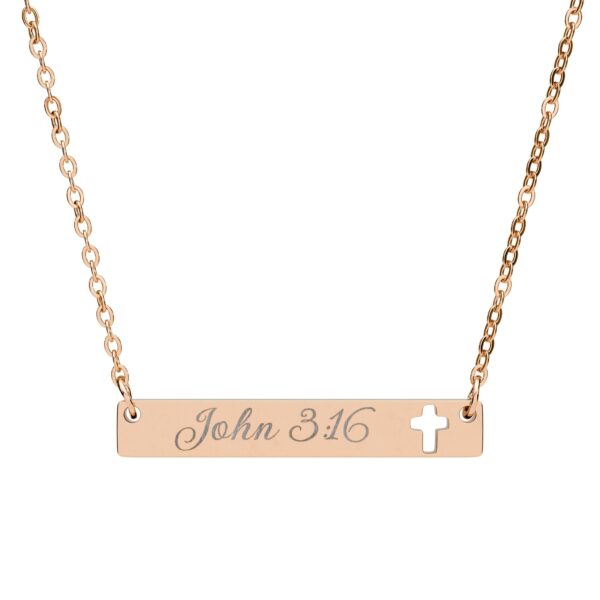 Model of Engraved Cross Bar Necklace - Personalized Scripture 8