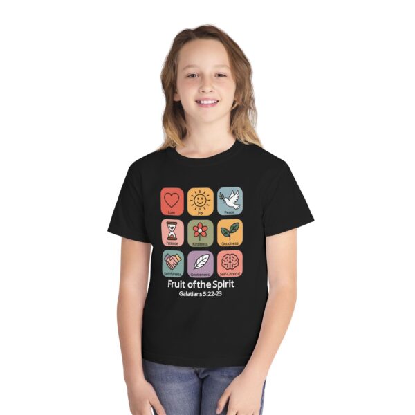 Fruit of the Spirit Kid's Christian T-Shirt 9 Model of Fruit of the Spirit Kid's Christian T-Shirt 8