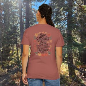 Give Thanks to the Lord Fall Christian T-Shirt - Psalm 136:1 - Image 10